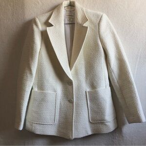 Club Monaco textured tweed blazer cream off-white
